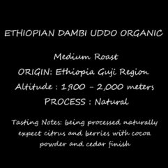 Ethiopian (Light) Natural - WHOLE BEAN - 12oz bag